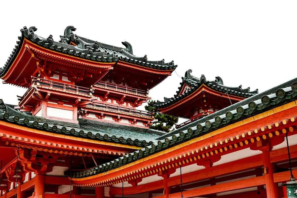 View of the Heian-jingu Shrine in Kyoto, Japan